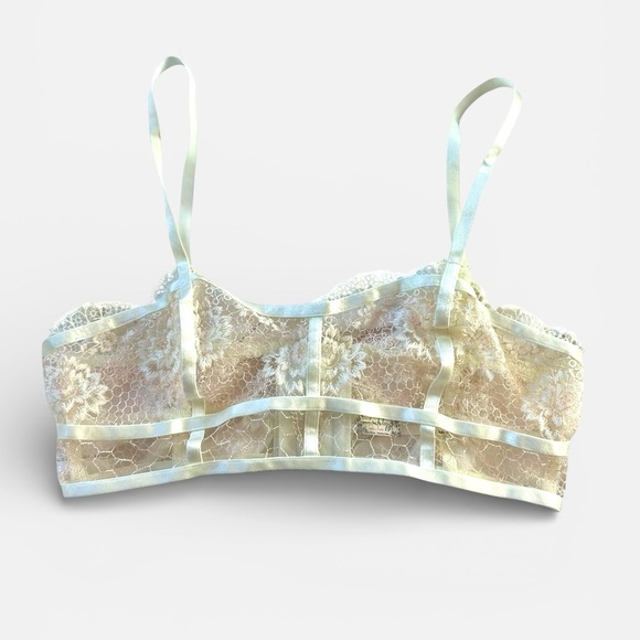 Free People Lyric Lace Sheer Bralette – Ivory, Size M - Picture 2 of 9